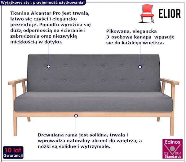 Ciemnoszara sofa do salonu F1-P51
