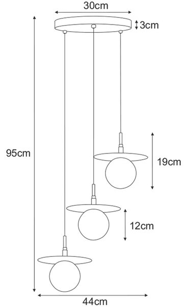 Potrójna lampa wisząca z regulowanymi kloszami - A702 D2-F22
