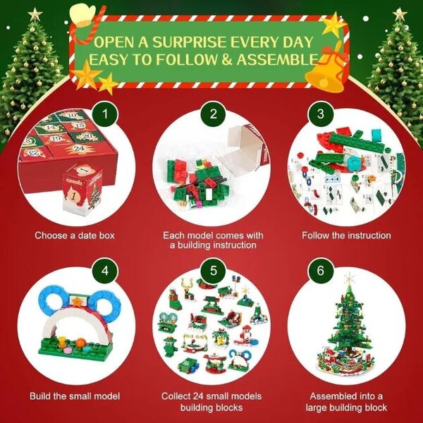 Merryglow™ Kalendarz Adwentowy – Zestaw Do Składania Choinki Led