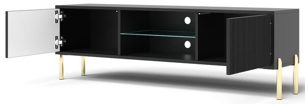 Czarna szafka RTV na złotych nóżkach 135 cm N9-P63
