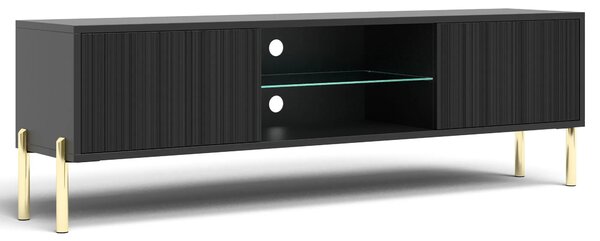 Czarna szafka RTV na złotych nóżkach 135 cm N9-P63