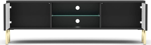 Czarna szafka RTV na złotych nóżkach 135 cm N9-P63