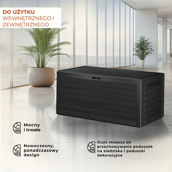 Pojemnik do przechowywania WOODEBOX, 280L, 120x46x57cm, antracytowa Prosperplast