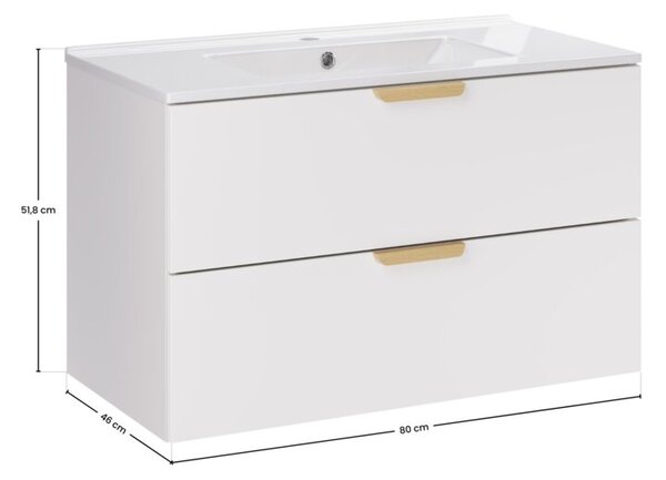 Zestaw mebli łazienkowych 80cm z umywalką Lava Aster White
