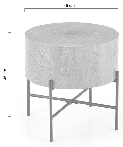 Zestaw stolików kawowych okrągłych Liviano 80 i 45 cm - dąb naturalny / czarny