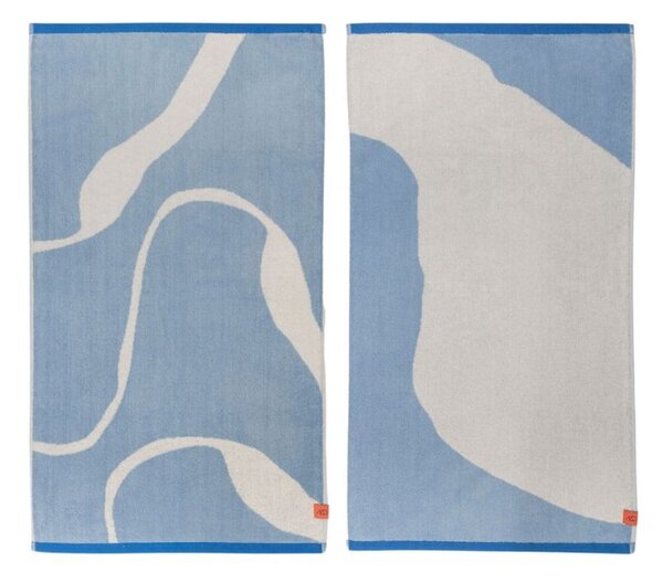 Biało-niebieskie ręczniki z bawełny organicznej zestaw 2 szt. 50x90 cm Nova Arte – Mette Ditmer Denmark