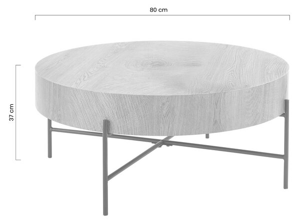 Zestaw stolików kawowych okrągłych Liviano 80 i 45 cm - dąb naturalny / czarny
