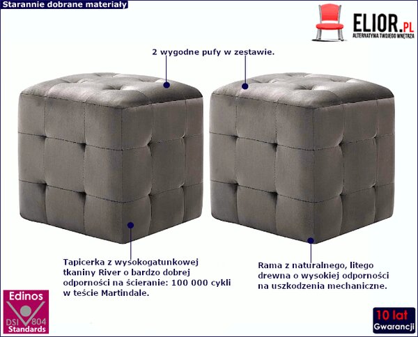 Komplet dwóch tapicerowanych puf do salonu Z7-F77