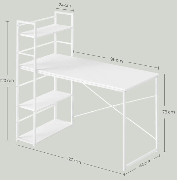Białe minimalistyczne biurko komputerowe z regałem T0-P38