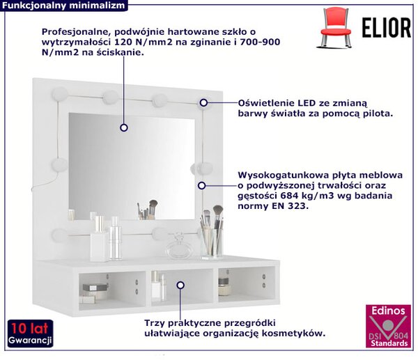 Biała toaletka na biurko z możliwością zawieszenia N1-D50