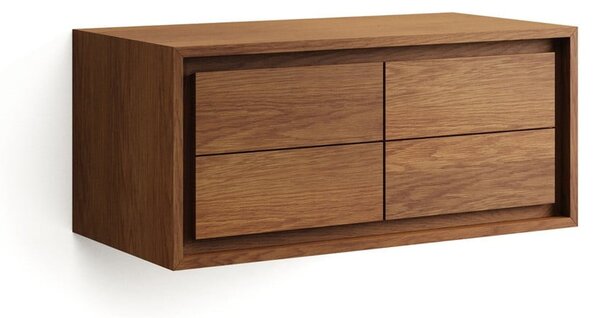 Ciemnobrązowa wisząca szafka pod umywalkę z litego drewna tekowego 90x40 cm Kenta – Kave Home