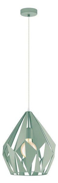 Lampa wisząca z pastelowo zielonym geometrycznym kloszem