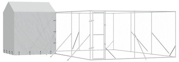 Kojec dla psa, z dachem, srebrny, 6x6x2,5 m, stal galwanizowana