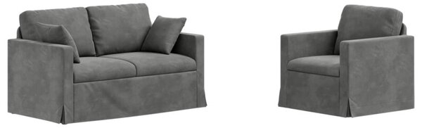 Modularna sofa aksamitna w ciemnoszarym kolorze z czarnymi akcentami