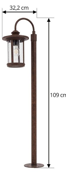 Słupek oświetleniowy Zayn Lindby, możliwość ściemniania, brązowy / rdzawy, aluminium, antyczny