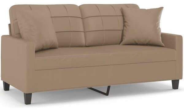 Sofa 2-osobowa z poduszkami, cappuccino, 140 cm, sztuczna skÃ³ra