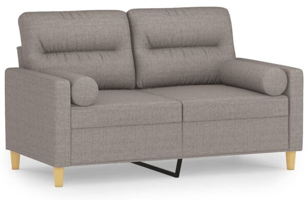 Sofa 2-osobowa z poduszkami, taupe, 120 cm, tkanina