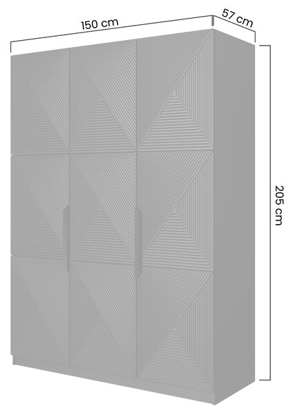 Szafa Asha 150 cm z metalowymi uchwytami - czarny mat / czarne uchwyty