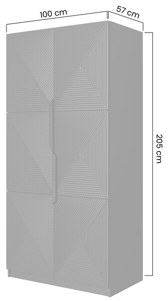 Szafa Asha 100 cm z ryflowanym frontem i metalowymi uchwytami- biały mat / czarne uchwyty