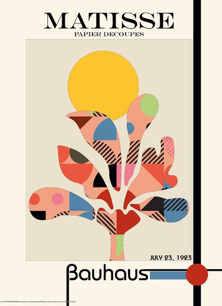 Plakat, Obraz Matisse papier decoupes with abstract colorful Bauhaus pattern