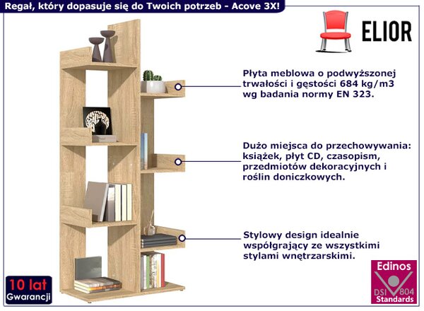 Minimalistyczny regał na książki dąb sonoma L2-R90