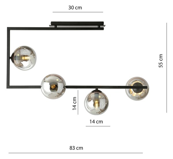 Industrialna lampa sufitowa z grafitowymi kloszami - 3X D107 A8-Z43