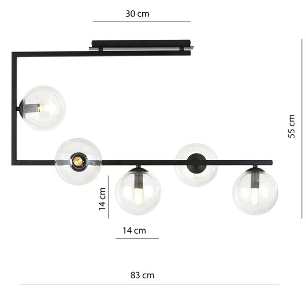 Lampa sufitowa z transparentnymi kloszami - D108 L9-K31