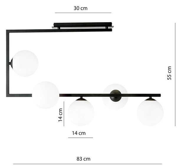 Modernistyczna lampa sufitowa z mlecznymi kloszami - 3X D108 C9-Z11