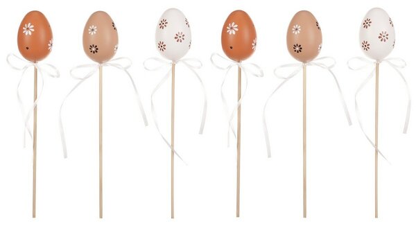 Wielkanocne sztuczne jajka malowane do wkłucia brązowy, 6 szt
