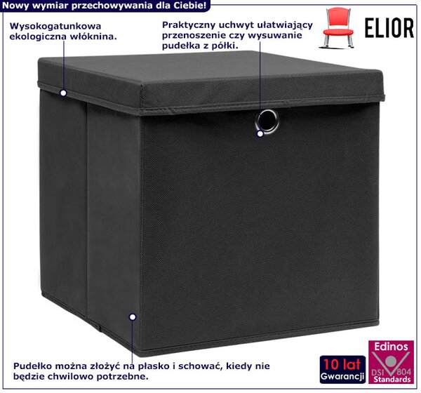 Komplet 4 czarnych składanych pudełek K1-S98