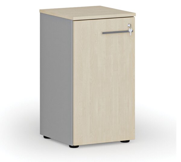 Szafa biurowa niska z drzwiami PRIMO GRAY, 400 x 420 x 740 mm, szary/brzoza