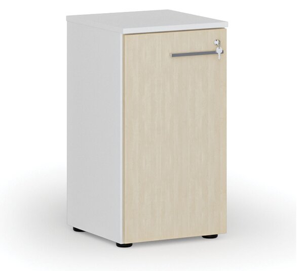 Szafa biurowa niska z drzwiami PRIMO WHITE, 400 x 420 x 740 mm, biały/brzoza