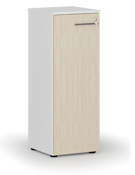 Szafa biurowa niska z drzwiami PRIMO WHITE, 400 x 420 x 1087 mm, biały/brzoza