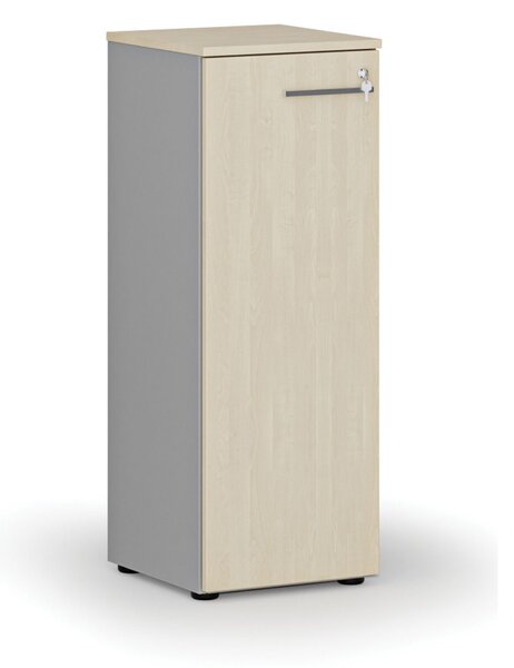 Szafa biurowa niska z drzwiami PRIMO GRAY, 400 x 420 x 1087 mm, szary/brzoza