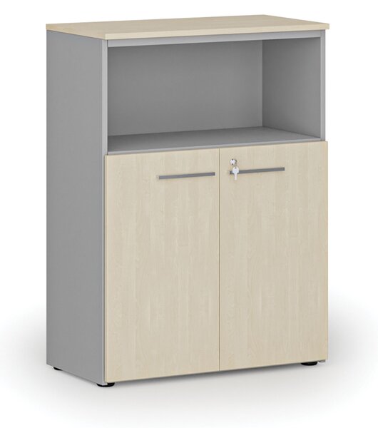 Szafa biurowa kombinowana PRIMO GRAY, 800 x 420 x 1087 mm, szary/brzoza