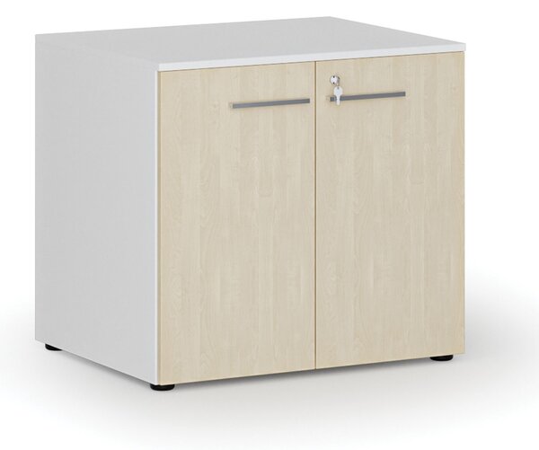 Szafa biurowa z drzwiami PRIMO WHITE, 800 x 640 x 735 mm, biały/brzoza