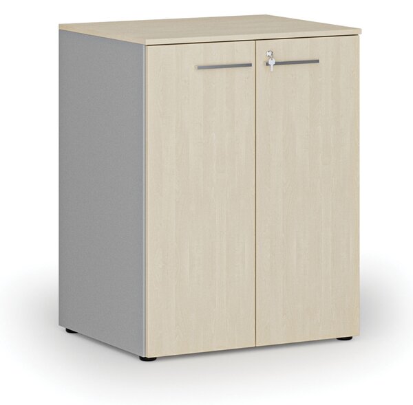 Szafa biurowa z drzwiami PRIMO GRAY, 2 półki, 800 x 640 x 1027 mm, szary/brzoza