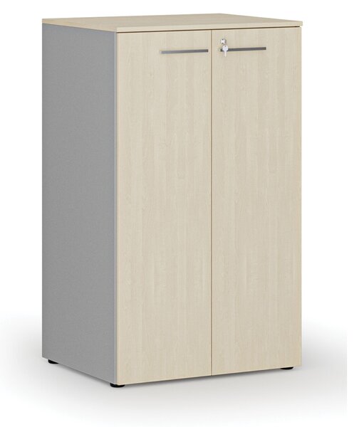 Szafa biurowa z drzwiami PRIMO GRAY, 3 półki, 800 x 640 x 1335 mm, szary/brzoza