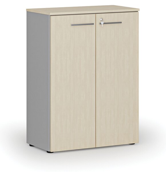 Szafa biurowa z drzwiami PRIMO GRAY, 800 x 420 x 1087 mm, szary/brzoza