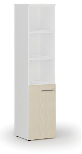 Szafa biurowa kombinowana PRIMO WHITE, drzwi na 2 poziomach, 400 x 420 x 1781 mm, biały/brzoza