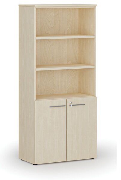 Szafa biurowa kombinowana PRIMO WOOD, drzwi na 2 poziomach, 800 x 420 x 1781 mm, brzoza
