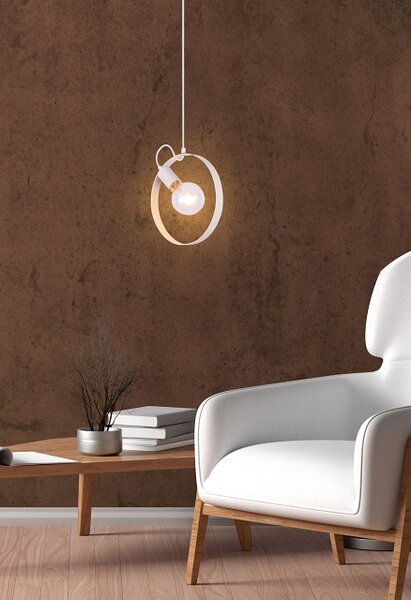 Biała lampa wisząca koło w skandynawskim stylu - 8X V056 S6-R34