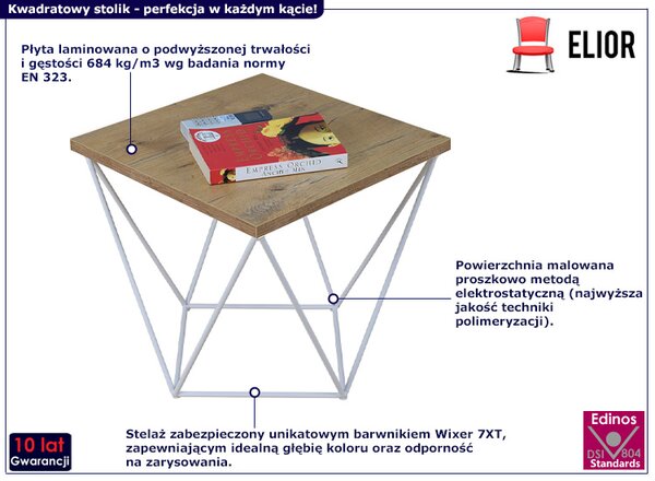 Skandynawski stolik kawowy dąb lancelot + biały R3-M04