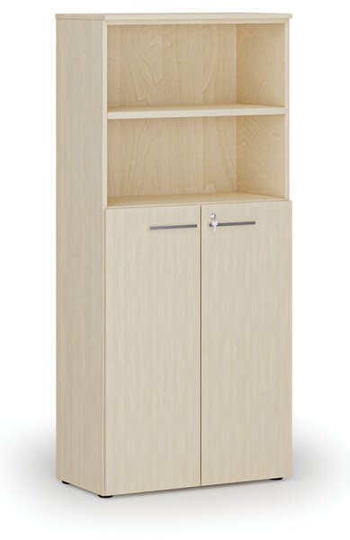 Szafa biurowa kombinowana PRIMO WOOD, drzwi na 3 poziomach, 800 x 420 x 1781 mm, brzoza