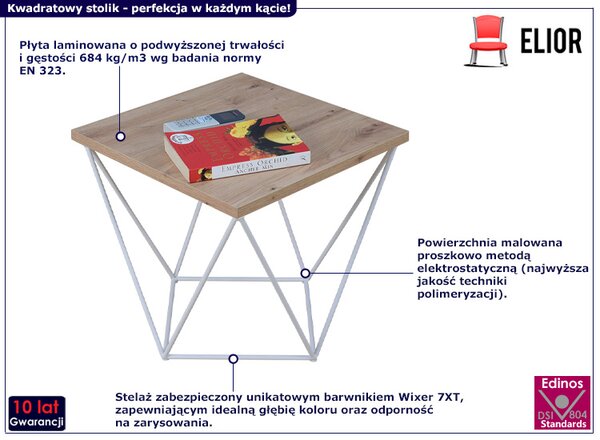 Druciany stolik kawowy w stylu skandynawskim dąb artisan + biały Z6-P96