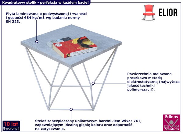 Minimalistyczny stolik kawowy beton + biały T9-Z06