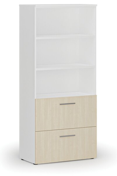 Szafa z szufladami na teczki zawieszkowe PRIMO WHITE, 800 x 420 x 1781 mm, biały/brzoza