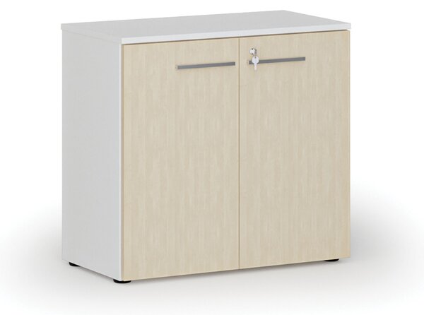 Szafa biurowa z drzwiami PRIMO WHITE, 800 x 420 x 740 mm, biały/brzoza