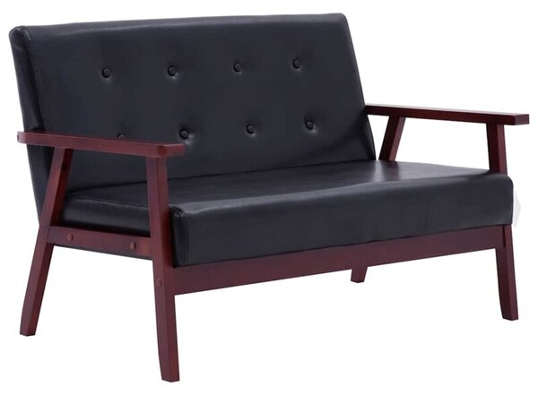 Sofa, 2-osobowa czarna, sztuczna skÃ³ra