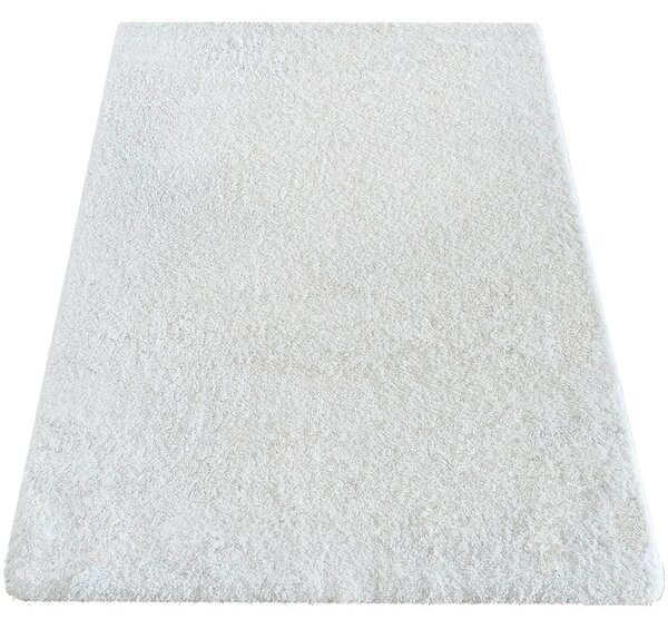 Biały puszysty dywan prostokątny - Mavox